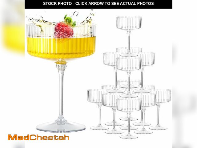 Lot 74-14336577 - LIYH 20 Pcs Plastic Champagne Glasses 10 Oz Cocktail Coupe Glasses Champagne Flutes Plastic Coupe Cu...