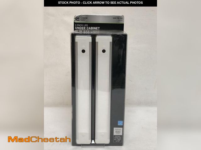 Lot 74-12141872 - Commercial Electric 9 in. 2-Bar Plug-in LED Under Cabinet Light  Silver - USED