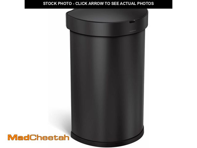 Lot 74-13419713 - simplehuman 45L semi-Round Sensor can, Matte Black Steel - UNUSED