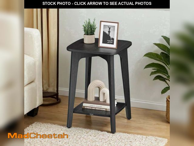 Lot 74-14437672 - LEDREM Mid-Century 2 Tiers Accent Table, Square Side Table with Storage Shelf, 198lb Capacity, Sturd...