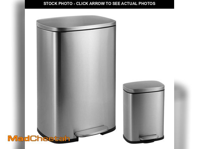 Lot 74-14467910 - happimess Connor Rectangular 13 Gal. Stainless Steel Trash Can with Soft-Close Lid and Free Mini Tra...