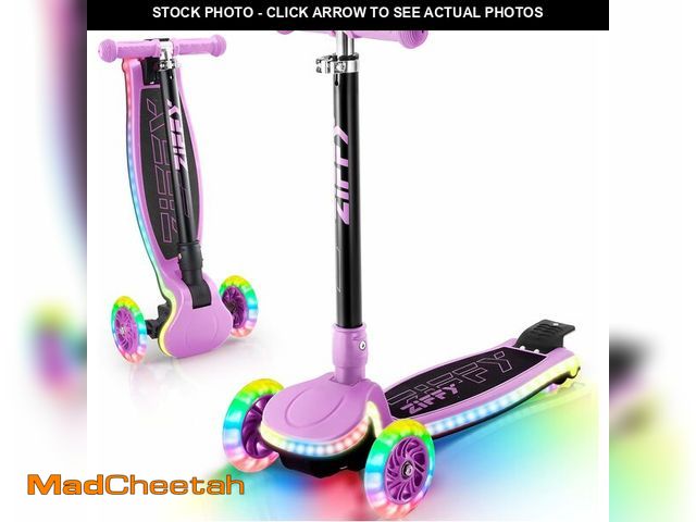 Lot 74-13710921 - ZIFFY Kids Scooter for Boys &amp; Girls - Features LED Light-Up Wheels, 4 Adjustable Height Handleba...