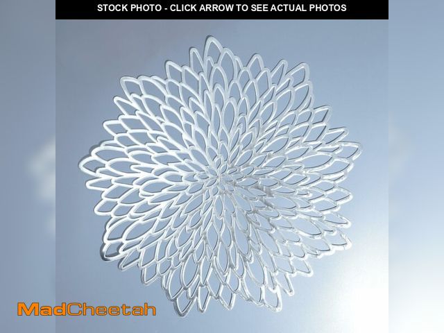 Lot 74-14052952 - Snowkingdom 12 Pack of Silver Placemats Metallic Vinyl Dinning Table Mats, Round Flower Charger Plat...