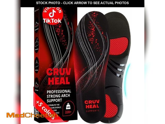 Lot 74-13623609 - CRUVHEAL 220+ lbs Plantar Fasciitis High Arch Support Insoles Men Women - Orthotic Shoe Inserts - Bo...