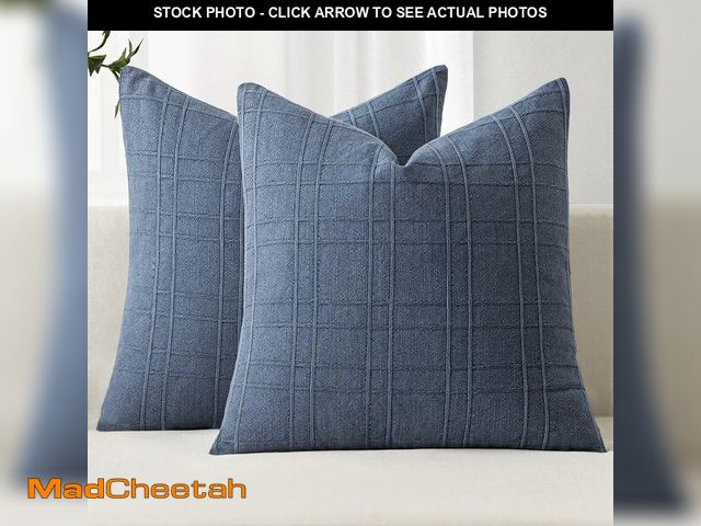 Lot 74-13717479 - MIULEE Decorative Linen Check Euro Shams Throw Pillow Covers Neutral Farmhouse Vintage Pillow Covers...