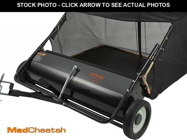 Lot 74-12166313 - VEVOR Tow Behind Lawn Sweeper, 44 in Pull Behind Lawn Sweeper, 25 cu. ft Large Capacity Leaf &amp; G...