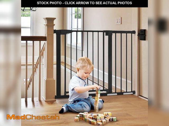 Lot 74-14587414 - 29.5"-43.3" Caveen Extra Wide Safety Baby Gate for Stairs Doorways, Top of Stairs, Black - UNUSED
