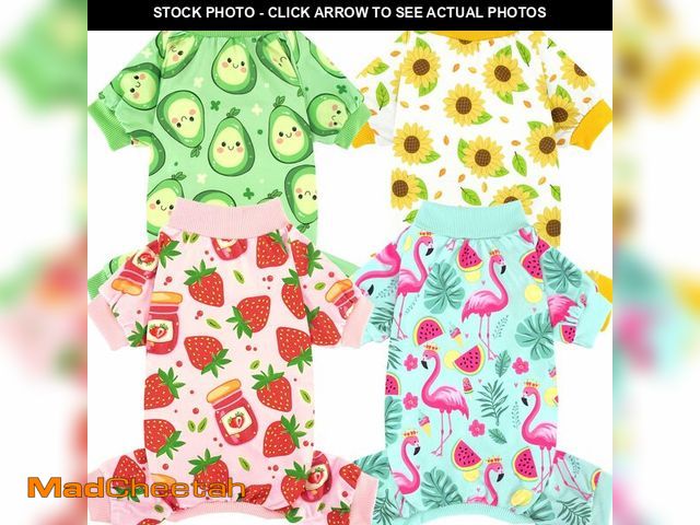 Lot 74-12980001 - XPUDAC 4 Pack Dog Pajamas for Small Dogs Cats Plaid Dog Clothes Puppy Onesies Pet Christmas Pajamas ...