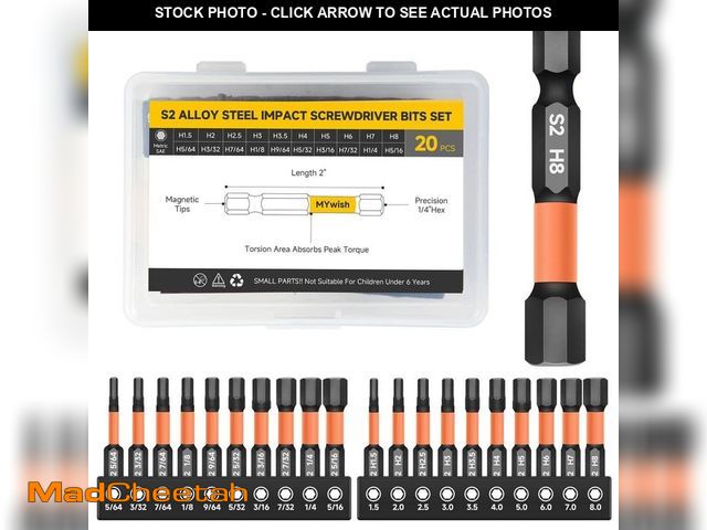 Lot 74-12746112 - MYWISH Impact Hex Head Allen Wrench Drill Bit Set (20-Piece) with Case - UNUSED