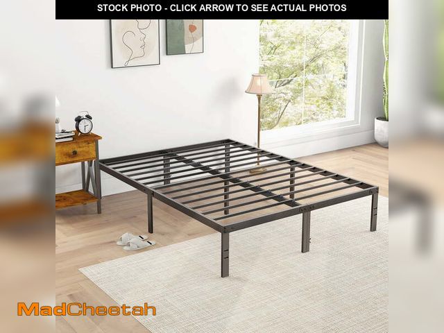 Lot 74-12801312 - edx Queen Platform Bed Frame with Ample Storage Space, Sturdy Steel Slat Support, Heavy-Duty Constru...