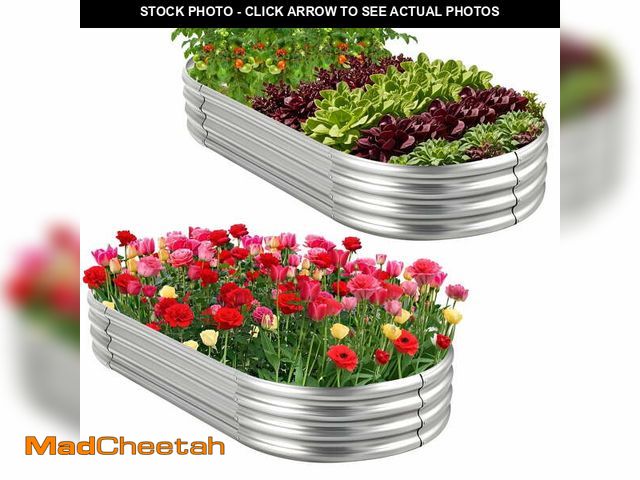 Lot 74-13764614 - 2Pcs Galvanized Raised Garden Bed, UNTIMATY 6Ã3Ã1 ft Large Metal Planter Boxes Outdoor, Metal Gard...