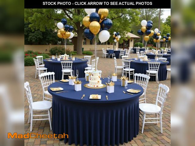Lot 74-14149671 - leegleri 6 Pack Navy Blue Spandex Round Tablecloths, Stretchy 60inch/5FT Fitted Round Table Cloths, ...
