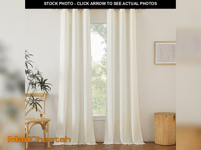 Lot 74-13952796 - NICETOWN Natural Linen 102 inch Curtains for Bedroom, Grommet Privacy Added with Light Filtering Thi...