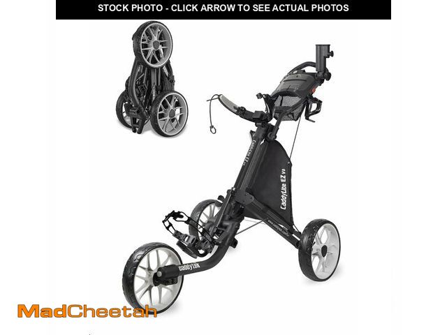 Lot 74-14203764 - CaddyTek EZ V8 3-Wheel Golf Push Cart | Patented 1-Click Fold, Lightweight &amp; Compact Foldable De...