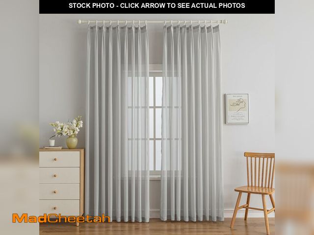 Lot 74-12714389 - LUGOTAL Solid Color Sheer Window Curtains 96 Inches Long 1 Panel Pinch Pleated Sheer Curtains for Be...
