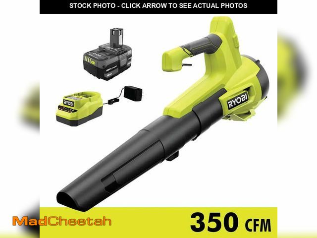 Lot 74-12792882 - (MISSING PART OF BLOWER) Ryobi ONE+ 18V 100 MPH 350 CFM Cordless Battery Variable Speed Jet Fan Leaf...