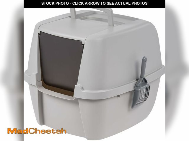 Lot 74-13331507 - IRIS USA Jumbo Enclosed Cat Litter Box with Front Door Flap and Scoop, Covered Kitty Litter Box with...