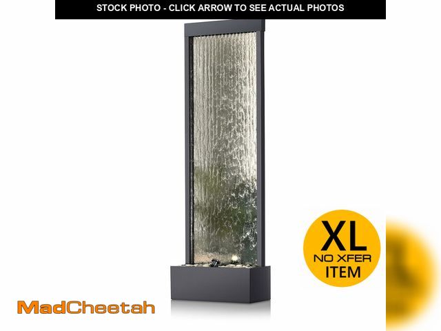 Lot 74-12693941 - (MISSING BASE) Alpine Corporation Mirror Waterfall Fountain with Stones and Lights - Zen Indoor/Outd...