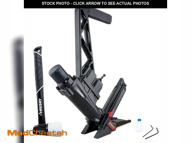 Lot 74-12638689 - Husky Pneumatic 3-in-1 15.5-Gauge and 16-Gauge 2 in. Flooring Nailer and Stapler with Quick Jam Rele...