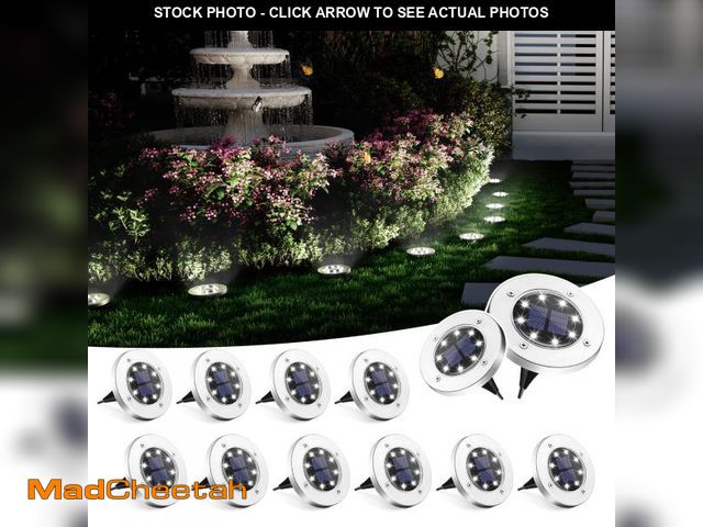 Lot 74-12220851 - SOLPEX Solar Ground Lights, 12 Pack Solar Lights Outdoor Waterproof, 8 LED Solar Powered Landscape L...