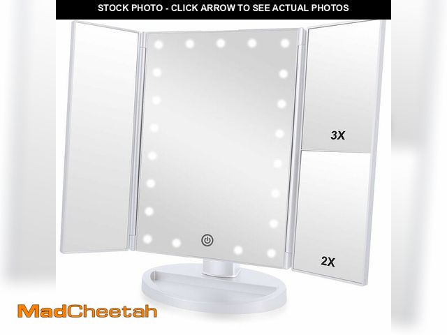 Lot 74-14147396 - Flymiro Tri-fold Lighted Vanity Makeup Mirror with 3x/2x Magnification,Light up Mirror for Makeup,To...