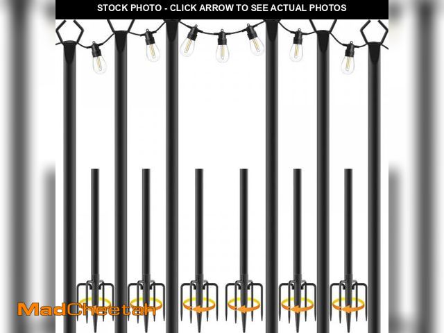 Lot 74-12110611 - 6 Pack 10 ft Heavy Duty Metal String Light Poles Adjustable Outdoor Lighting Stand for Patio,Backyar...