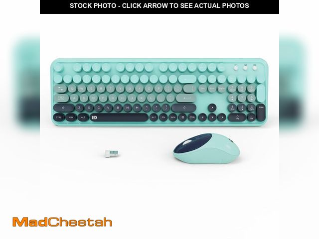Lot 74-13576481 - Wireless Keyboard and Mouse Combo, 2.4GHz Colorful Cute Round Keycaps Keyboard for Office Computer P...