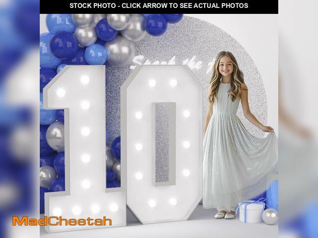 Lot 74-12713477 - JoyMuse 4FT 10 Marquee Numbers, Large Light Up Numbers 10 for 10th Birthday Decorations Cool White L...