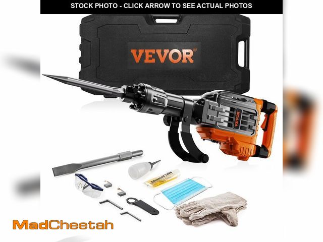 Lot 74-13967849 - VEVOR 3500W Electric Demolition Hammer, 1900 BPM Durable Jack Hammer, Concrete Breaker with 2 Chisel...