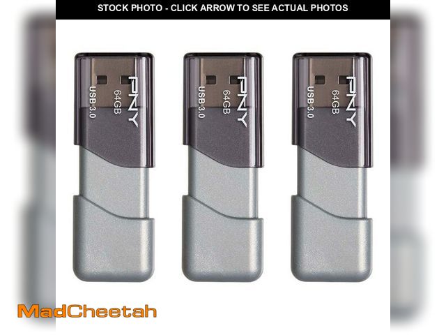 Lot 74-13547270 - PNY 64GB Turbo AttachÃÂ© 3 USB 3.0 Flash Drive,Grey (Pack of 3) - UNUSED