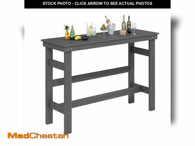 Lot 74-13606704 - SERWALL 41" Outdoor Bar Table, HDPE All Weather Adirondack Outdoor Bar Height Table, Grey - UNUSED