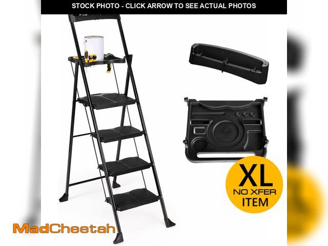 Lot 74-13072793 - ALPURLAD 4 Step Ladder with 2 Tool Platform Lightweight Folding Stepladders Home Improvement Step St...