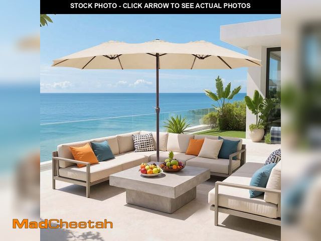 Lot 74-14288613 - FUNDAZE 15ft Double-Sided Patio Umbrella Large Outdoor Cantilever Umbrella with Crank, Rectangular S...