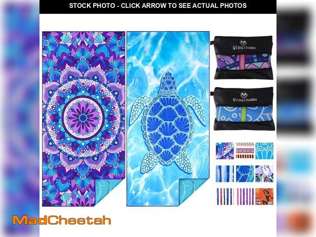 Lot 74-12708234 - 2 Pack Microfiber Oversized Lightweight Beach Towel 71"x32" XL Extra Large Thin Sand Free Towels Tra...