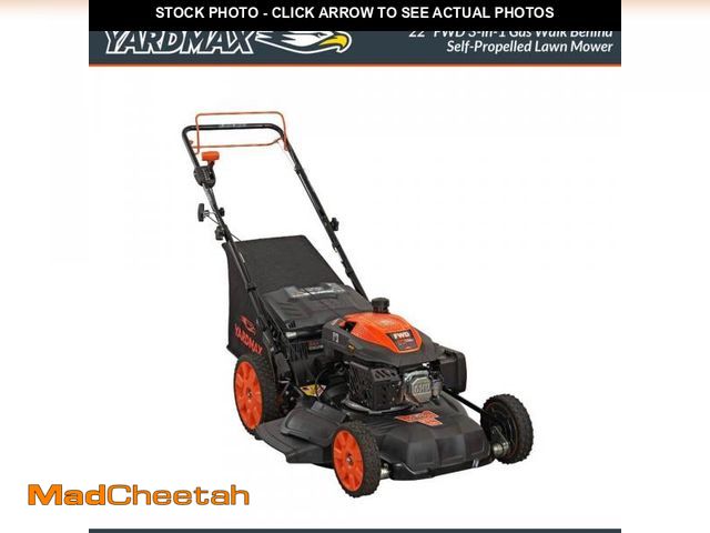 Lot 74-12464587 - *SEE DETAILS* YARDMAX 22 in. 201 cc SELECT PACE 6 Speed CVT High Wheel FWD 3-in-1 Gas Walk Behind Se...