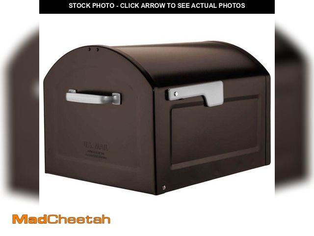 Lot 74-14193019 - Architectural Mailboxes Centennial Rubbed Bronze, Extra Large, Steel, Post Mount Mailbox with Silver...