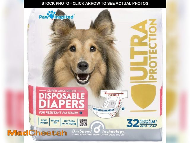 Lot 74-12311445 - Paw Inspired 32ct Disposable Dog Diapers | Female Dog Diapers Ultra Protection | Diapers for Dogs in...