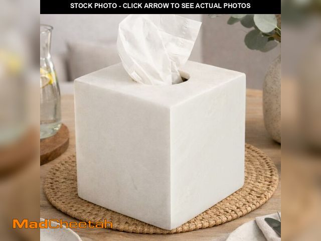 Lot 74-14149446 - Koville Marble Tissue Box Cover, Heavy Square Tissue Cube Cover Tissue Organizer with Open Bottom fo...