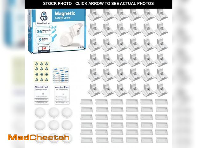 Lot 74-12303696 - BABY PROOF ME Pack of 36 Magnetic Cabinet Locks for Child Safety with 9 Keys, 3M Adhesive Easy Insta...