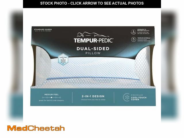 Lot 74-12555963 - Tempur-Pedic Dual-Sided Bed Pillow and Cooling, Standard/Queen, for Adult Back and Side Sleepers - U...