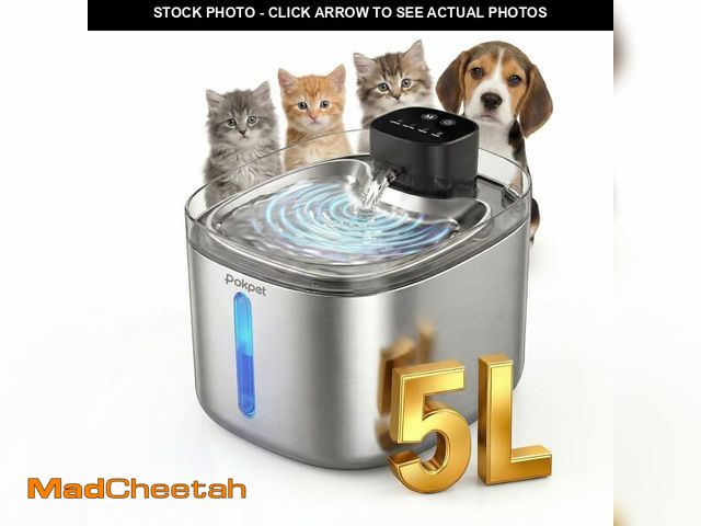 Lot 74-14430603 - Pokpet 5L Cat Dog Water Fountain,Stainless Wireless Fountain - UNUSED