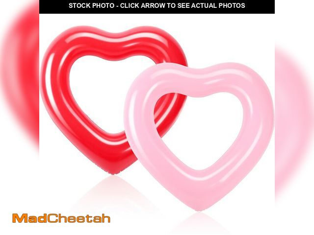 Lot 74-14213879 - Sumind 2 Pieces Heart Pool Float, 47.3 x 39.4 Inch Inflatable Swim Rings Bachelorette Party Pool Flo...