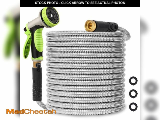 Lot 74-12978317 - Svansea Metal Garden Hose 75ft Stainless Steel Hose Heavy Duty Flexible Water Hose with 10 Way Spray...