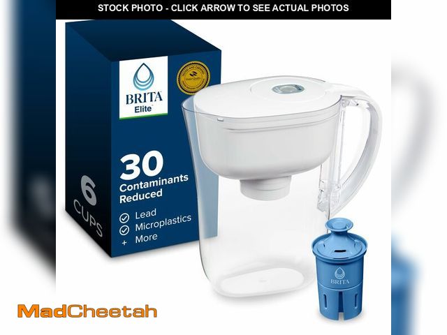 Lot 74-13567166 - Brita Water Pitcher, Metro Elite Filter, Removes 99% of Lead, Includes 1 Filter, 6-Cup Capacity, Whi...