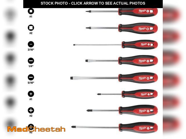 Lot 74-14362781 - Milwaukee Phillips/Flat Head/Square Hex Drive Screwdriver Set with Tri-Lobe Handle (8-Piece) - UNUSE...