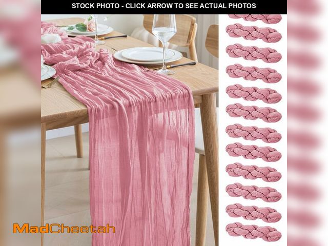 Lot 74-12698326 - Asee'm 12pcs Cheesecloth Table Runner 120 Inches Long Pink Boho Gauze Cheese Cloth Runner 10FT Rusti...