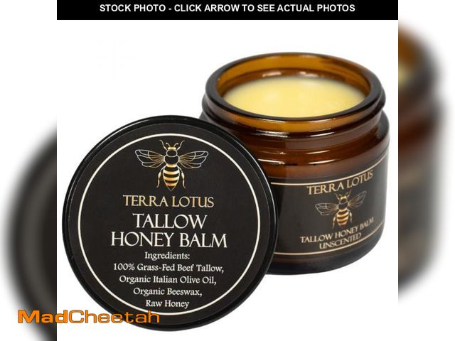 Lot 74-11557512 - Terra Lotus - Organic Grass-Fed Beef Tallow Balm with Raw Honey - Moisturizing Cream for Soft, Smoot...