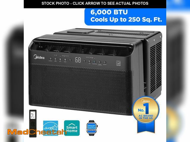 Lot 74-14436594 - Midea 6,000 BTU Smart Window Air Conditioner, U-Shaped Inverter, Ultra Quiet, Wi-Fi, Remote, Easy In...