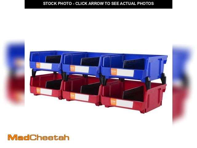 Lot 74-14256798 - VEVOR Plastic Storage Bin 11 in. x 11 in. x 5 in. Hanging Stackable Storage Organizer Bin in Blue/Re...