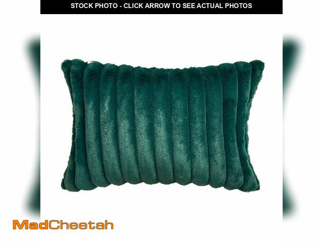 Lot 74-12888574 - Dark green fluffy throw pillow 27" x 19" - UNUSED